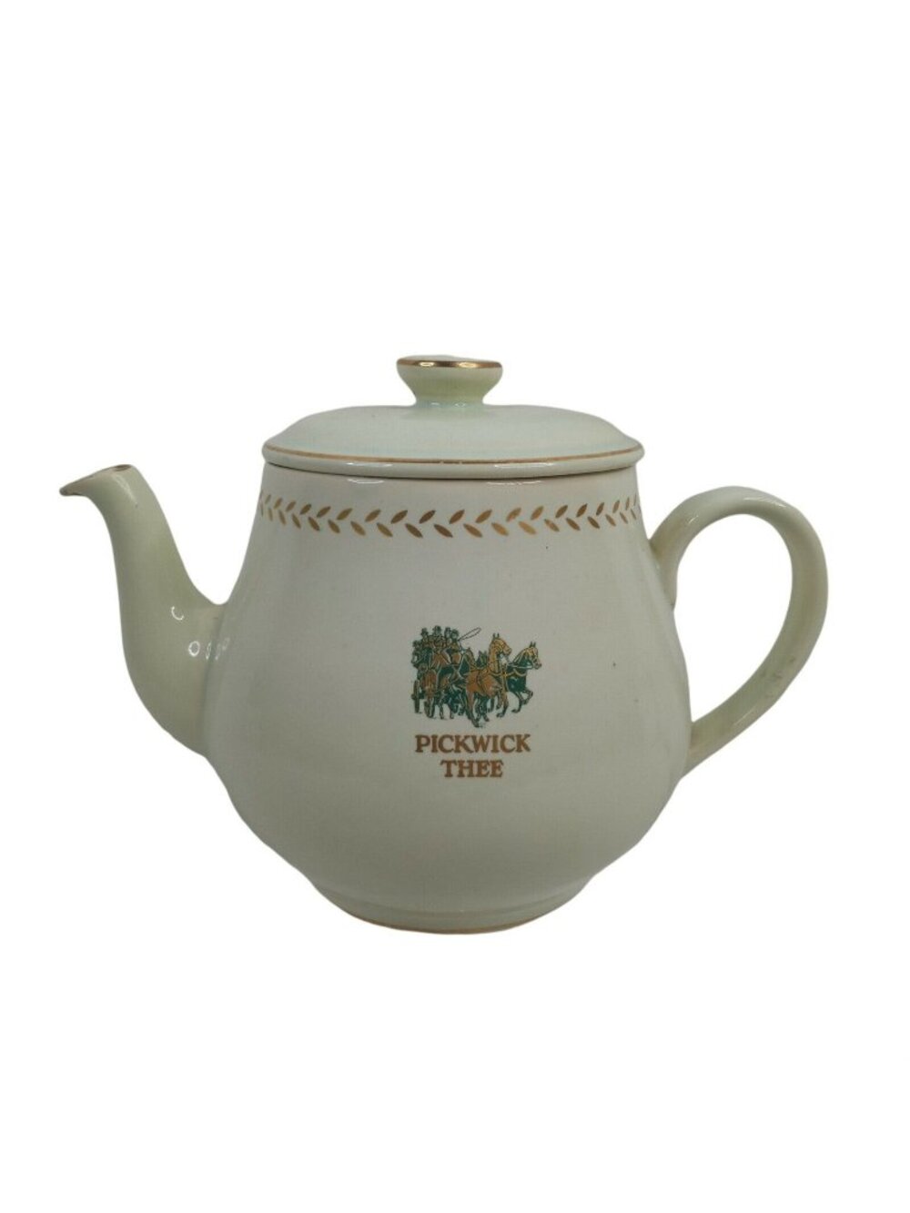 Vintage Dutch Teapot Pickwick Peppermint Green Rare Porcelain with Gold Rim